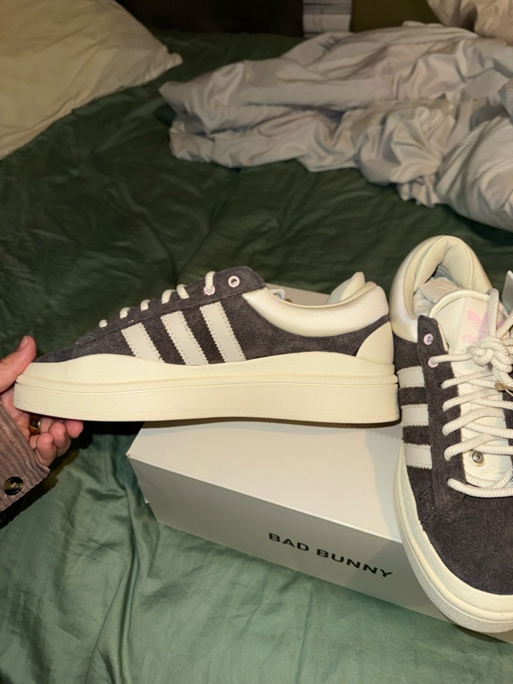 Bad Bunny X Adidas Campus Suede Sneakers in Taupe and Cream - Picture 4 of 4